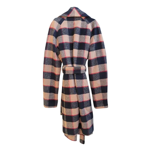 Ann Taylor Buffalo Plaid Wool Belted Shawl Collar Coat - Picture 5 of 7
